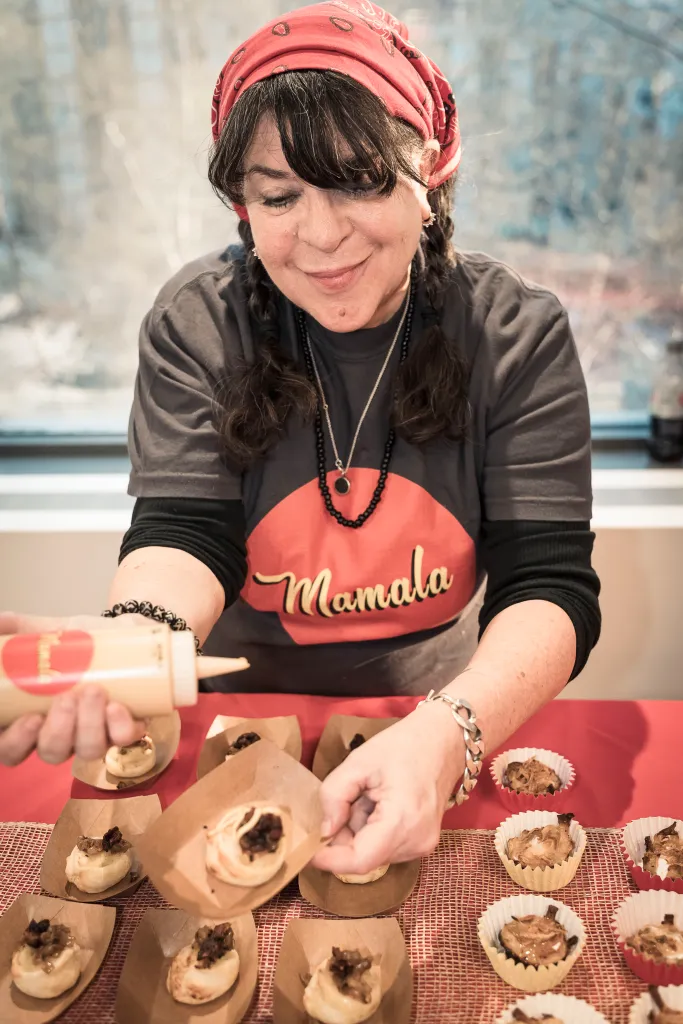 Dani Finkel preparing Ashkenazi/Lithuanian knishes and gribenes.