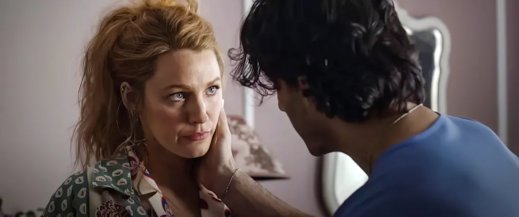 Blake Lively and Justin Baldoni in a scene from "It Ends With Us".