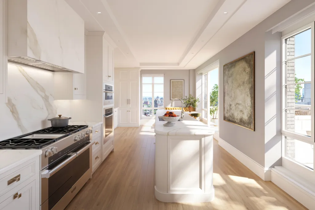 A rendering of the Christopher Peacock-designed kitchen.