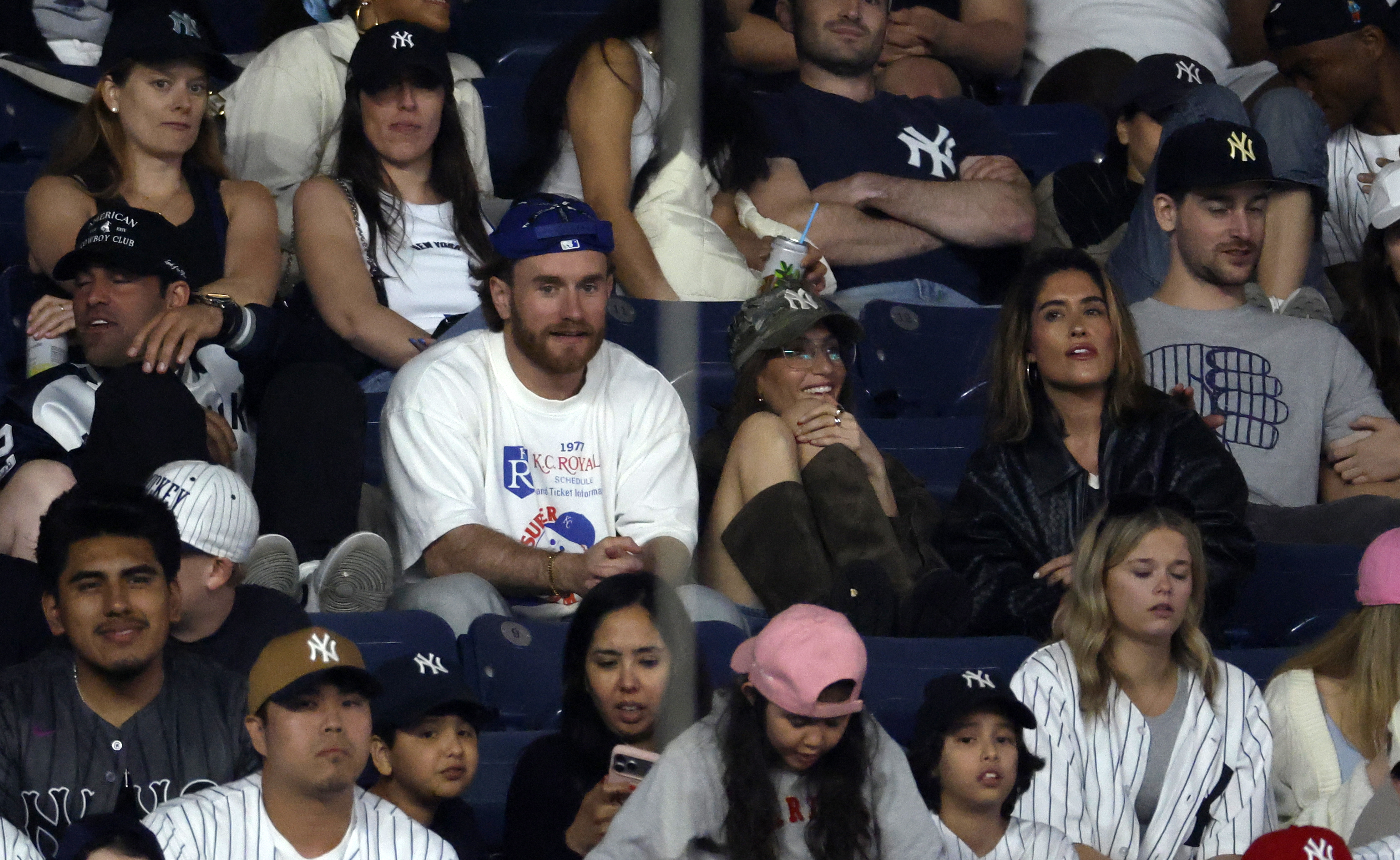 West Wilson and Amanda Batula from Summer House at a Yankees game.