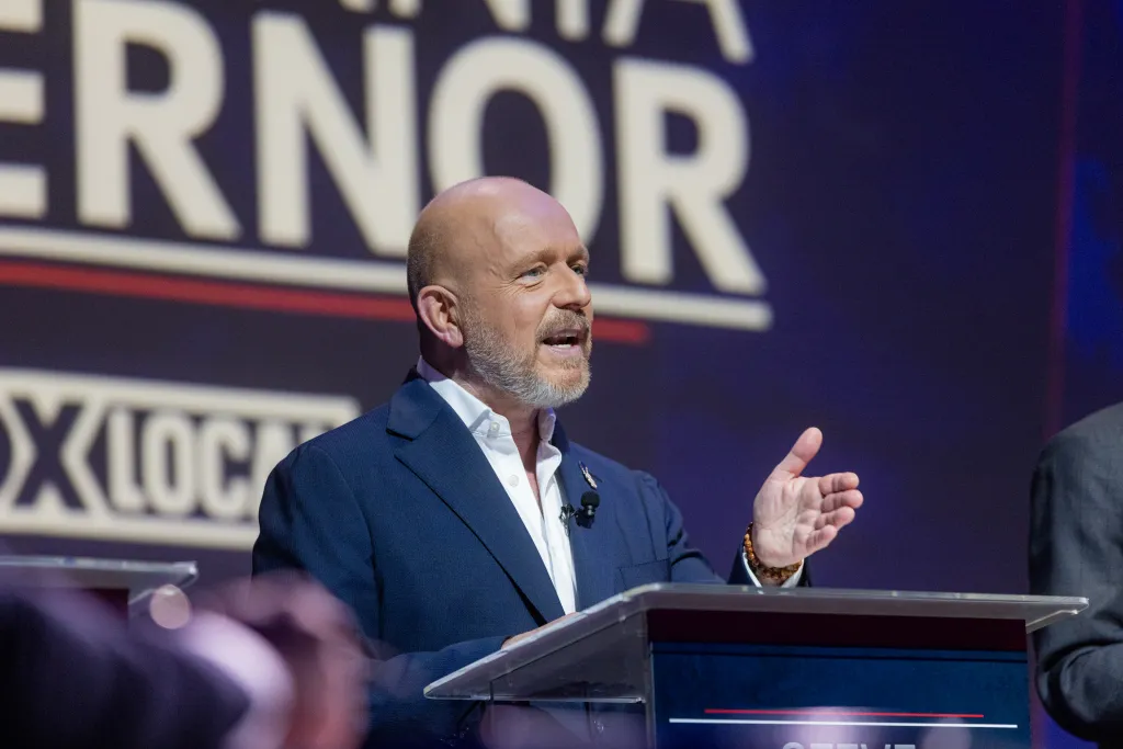 California gubernatorial candidate Steve Hilton at a debate in San Francisco, Calif., Tuesday Feb. 3, 2026. 