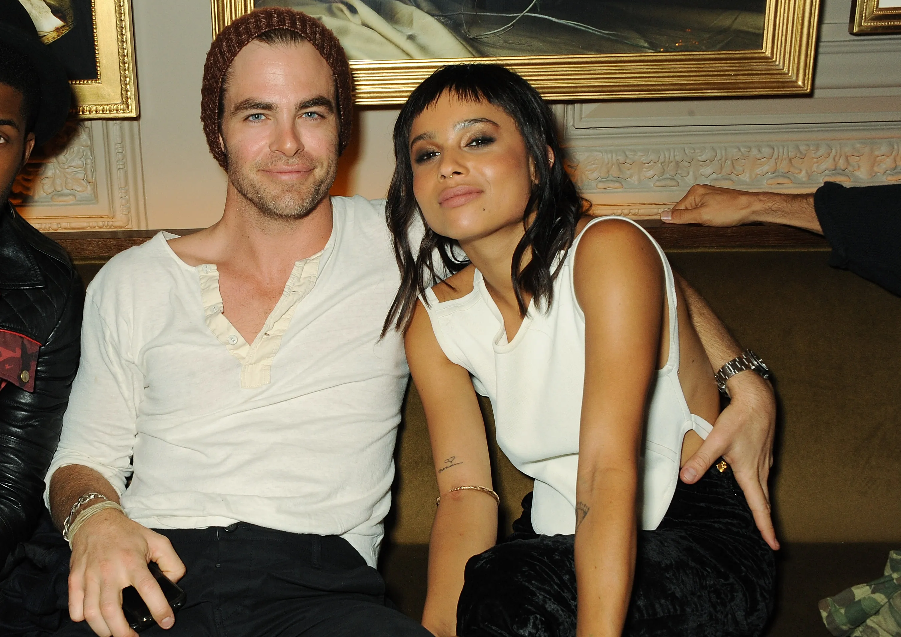 Chris Pine and Zoe Kravitz at a London Fashion Week party.