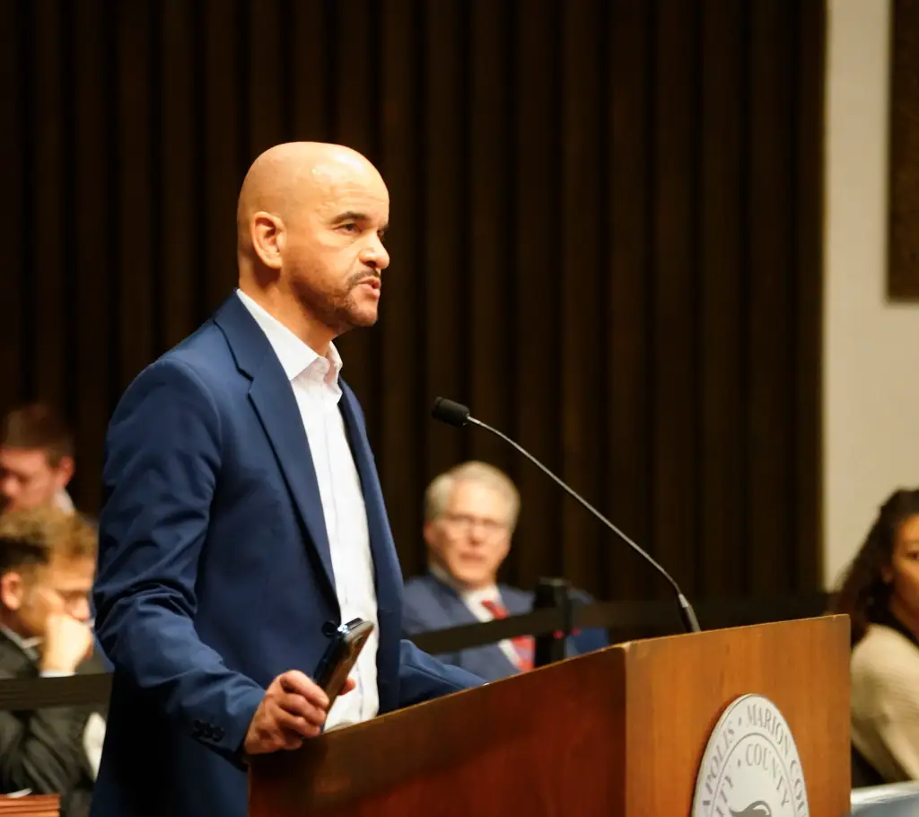 Councilor Ron Gibson speaking at a Metropolitan Development Commission meeting.