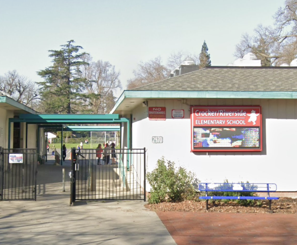 Exterior of Crocker/Riverside Elementary School.