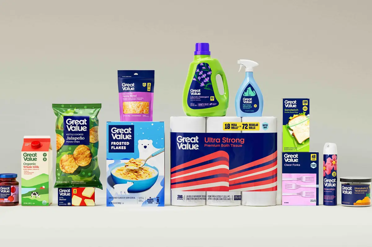 Walmart reveals new packaging for its Great Value store brand