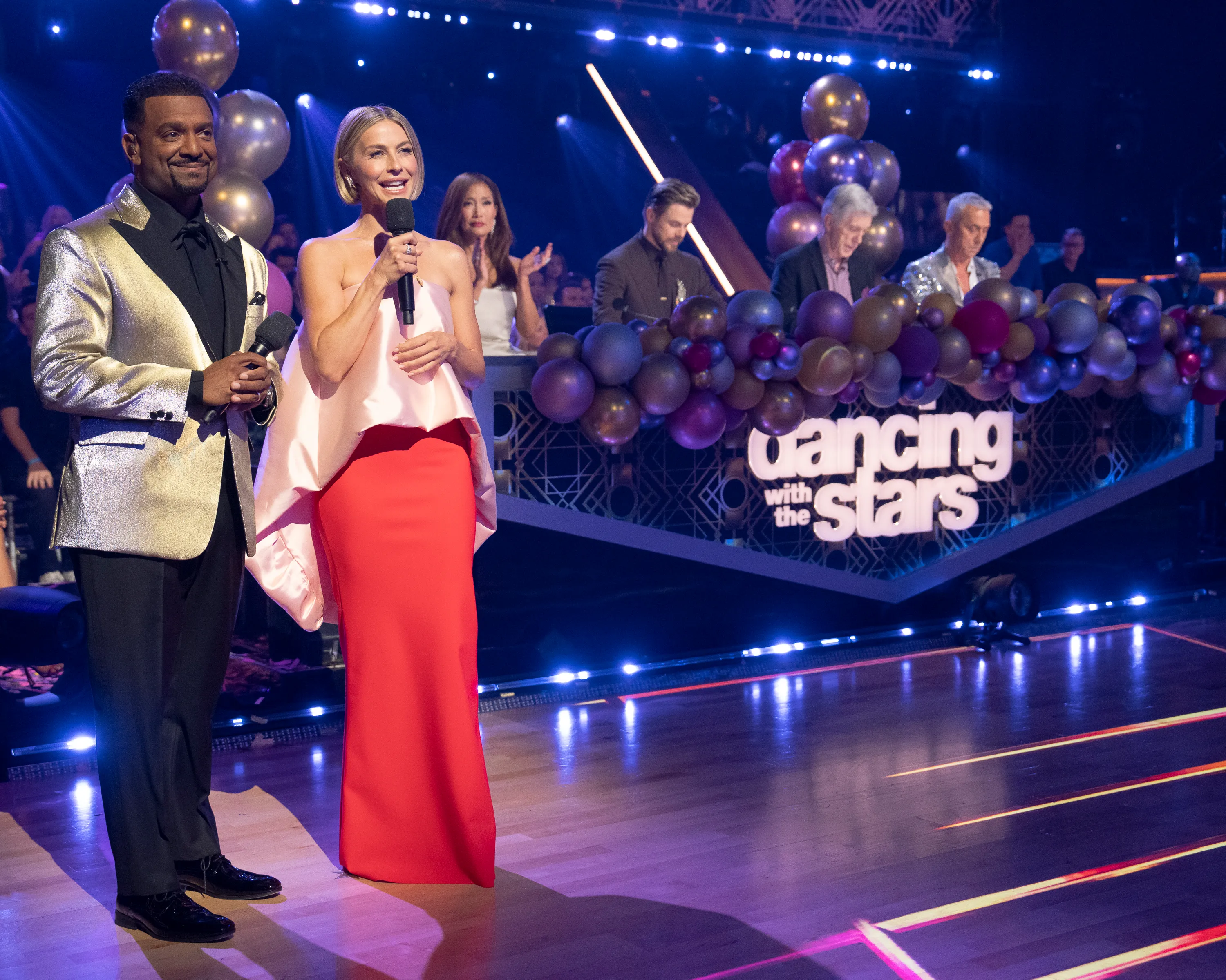 Alfonso Ribeiro and Julianne Hough on the "Dancing with the Stars" set.