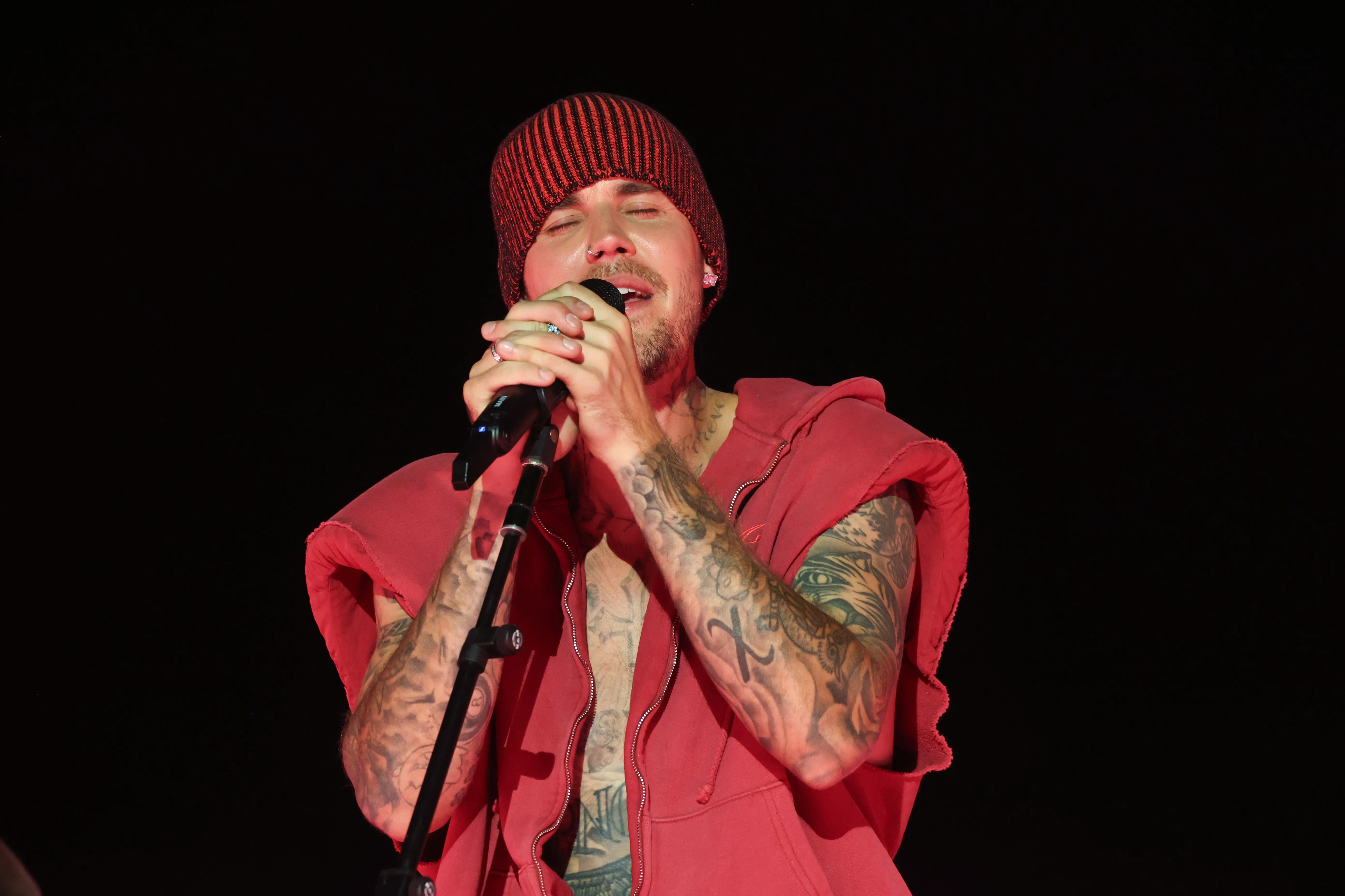 Justin Bieber performing at Coachella Valley Music and Arts Festival.