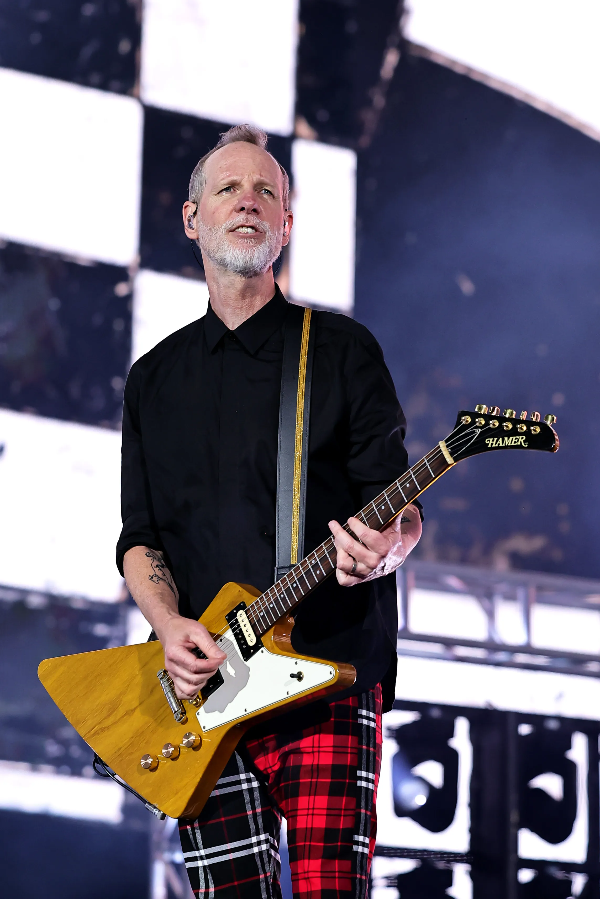 Tom Dumont of No Doubt performing at the Coachella Stage.