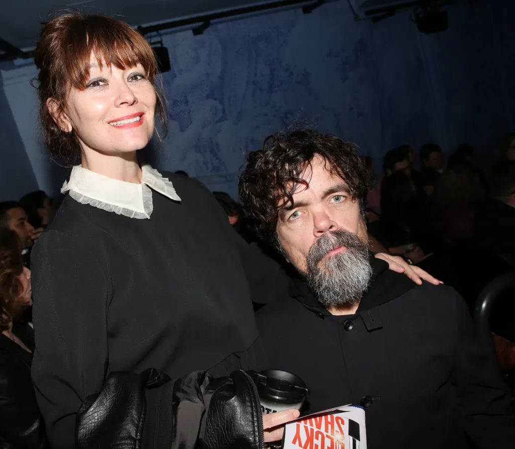 Erica Schmidt and Peter Dinklage pose at the opening night of "Becky Shaw" on Broadway.