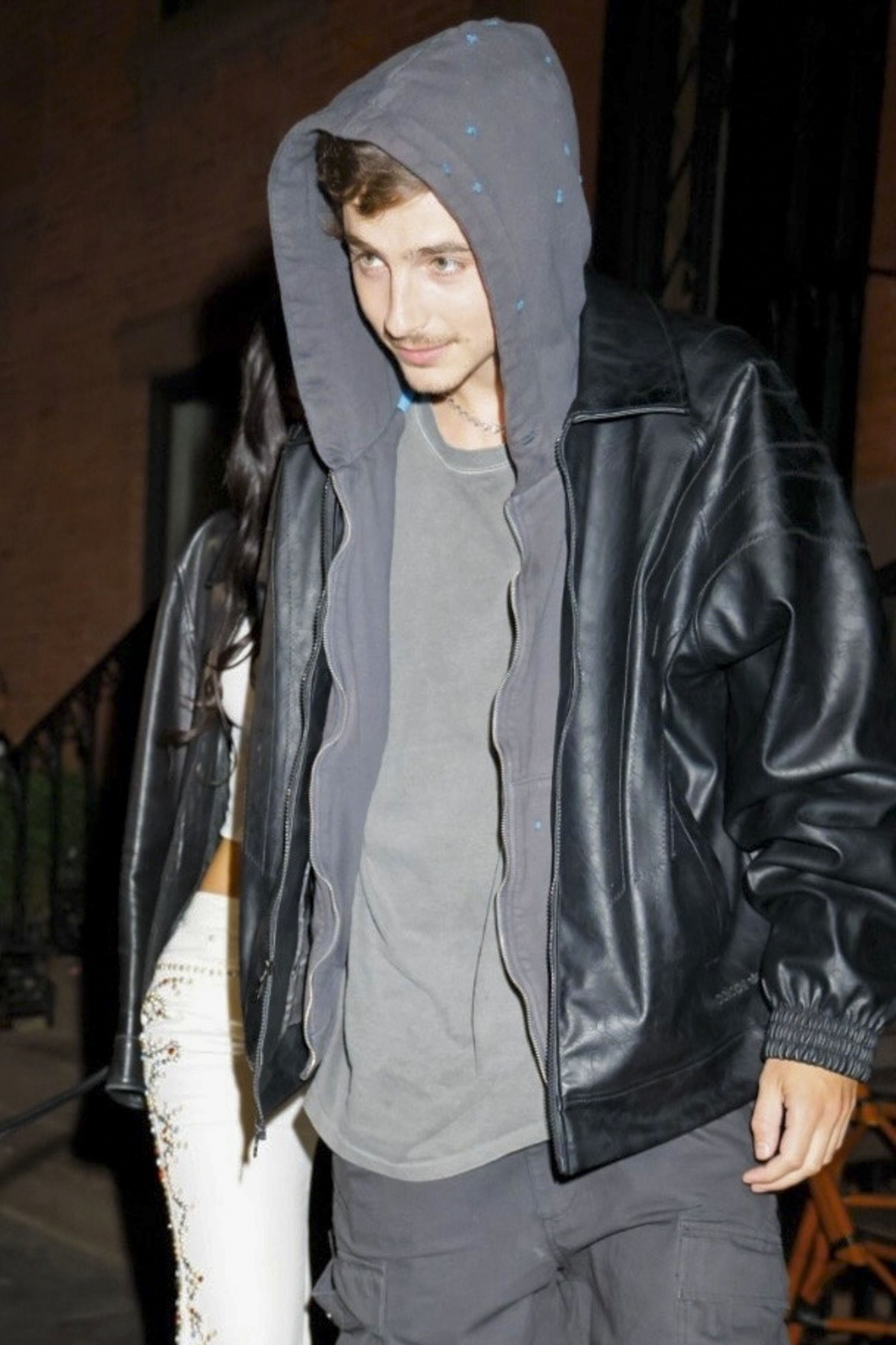 Timothée Chalamet leaving 4 Charles Prime Rib steakhouse with Kylie Jenner, Jordyn Woods, and Karl-Anthony Towns.
