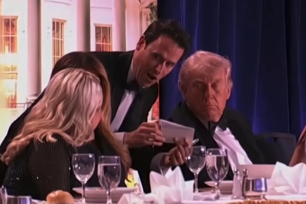 Melania and Donald Trump reacting to reports of shots fired at the White House Correspondents Dinner.