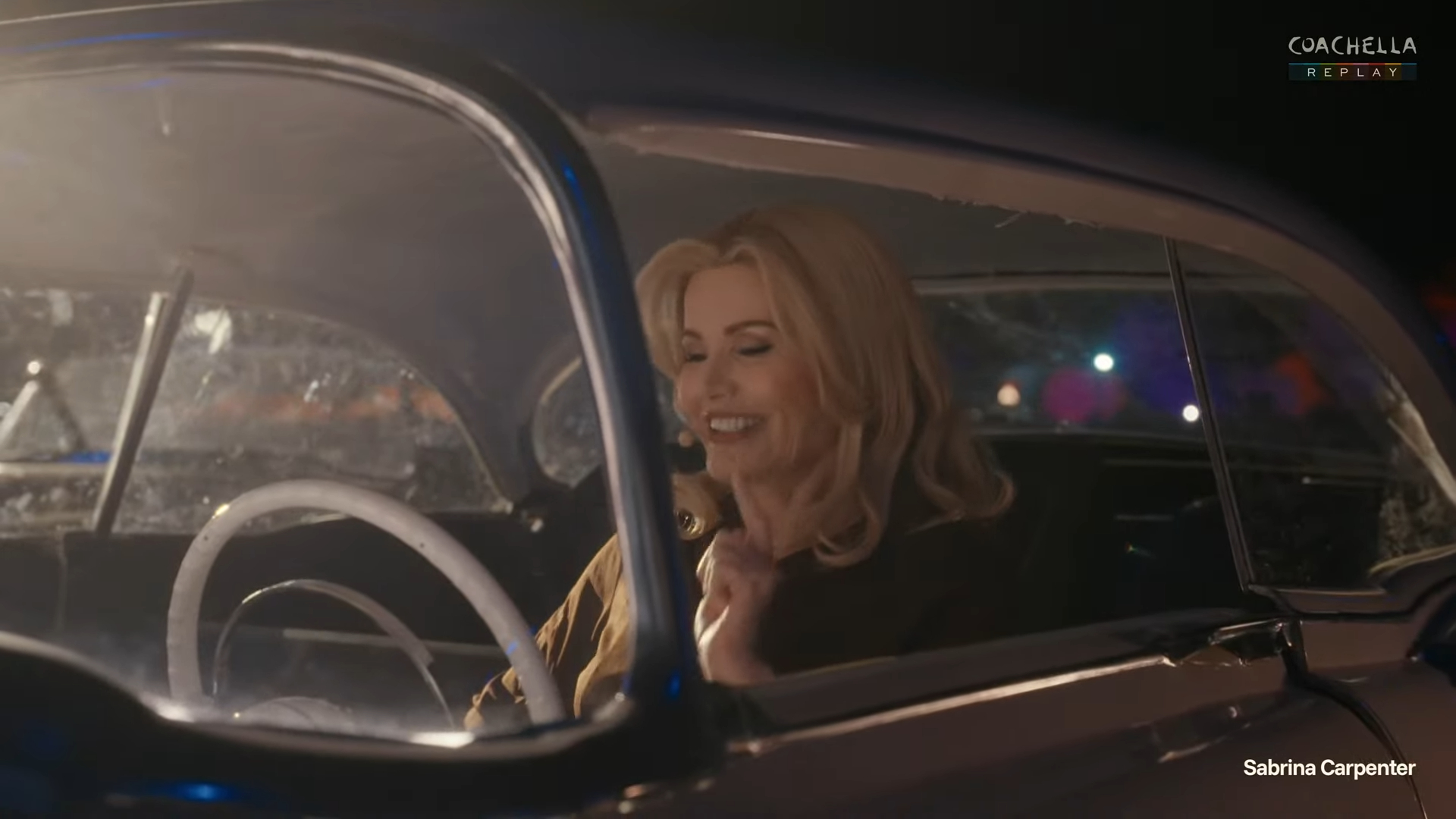 Geena Davis portrays an older version of Sabrina Carpenter during the singer's set at Coachella.