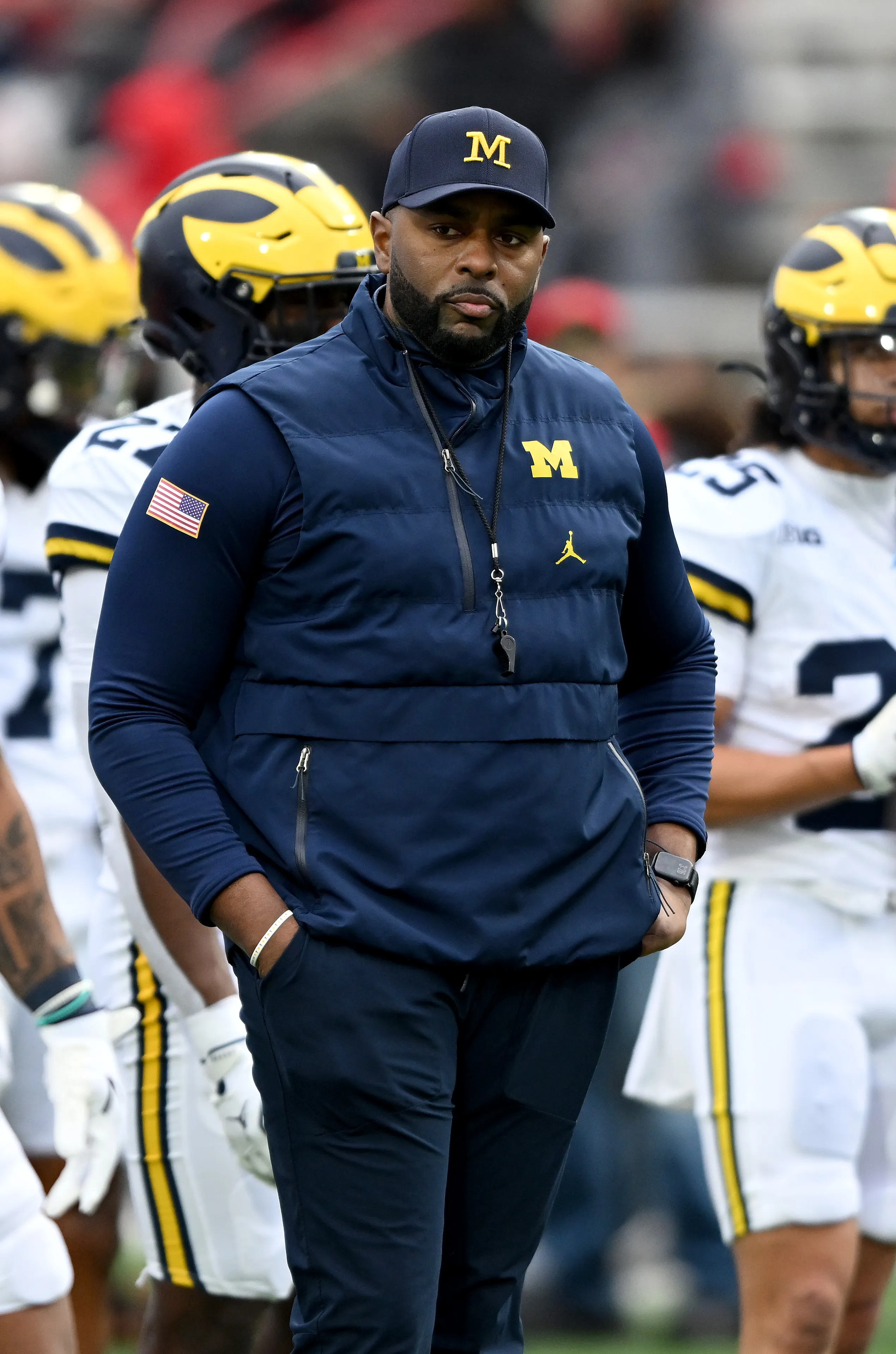 Head coach Sherrone Moore of the Michigan Wolverines in November 2025