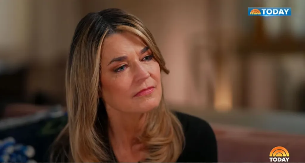 Savannah Guthrie crying during an interview.