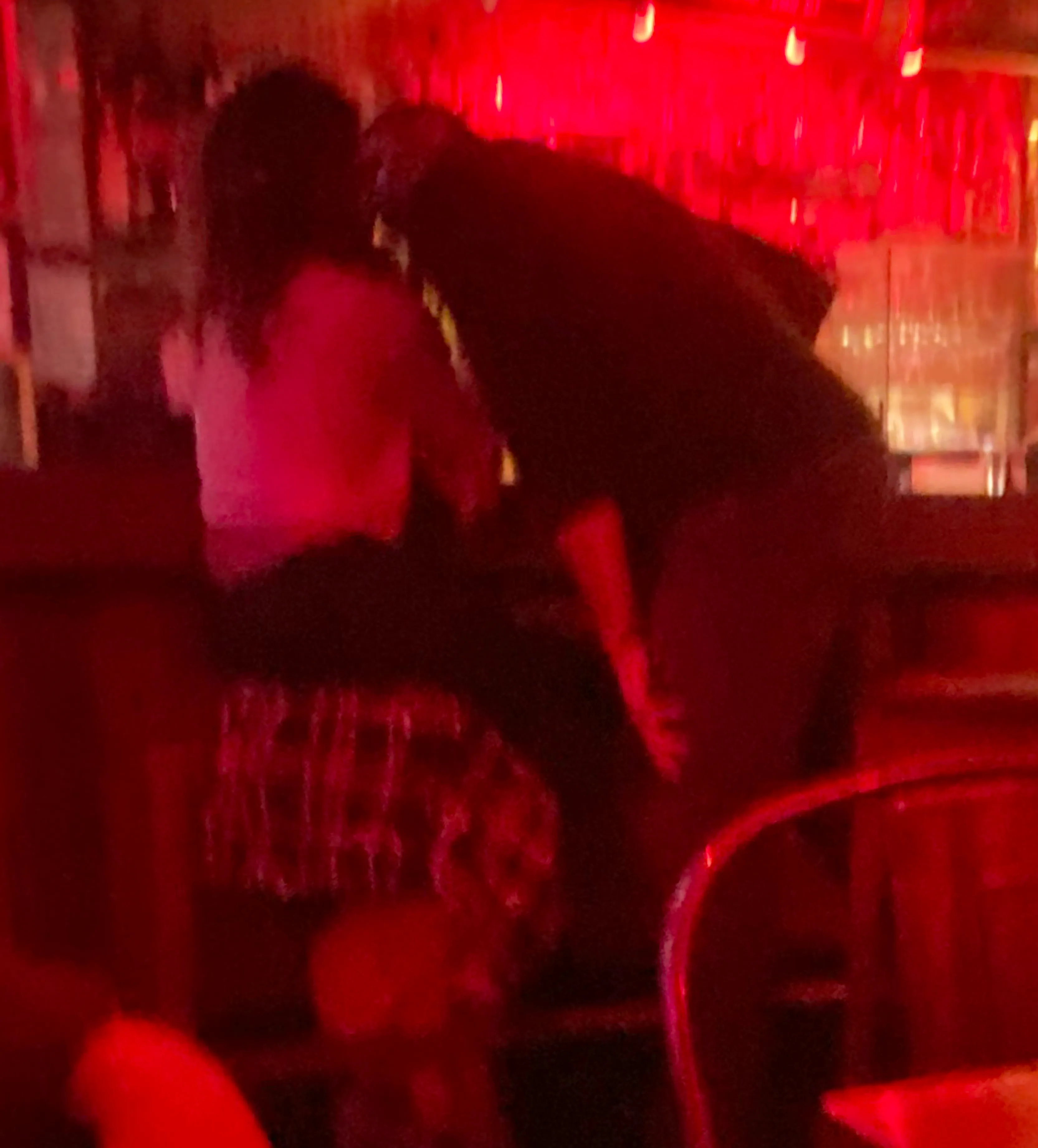 Mike Vrabel and Dianna Russini kissing and chatting at Tribeca Tavern.