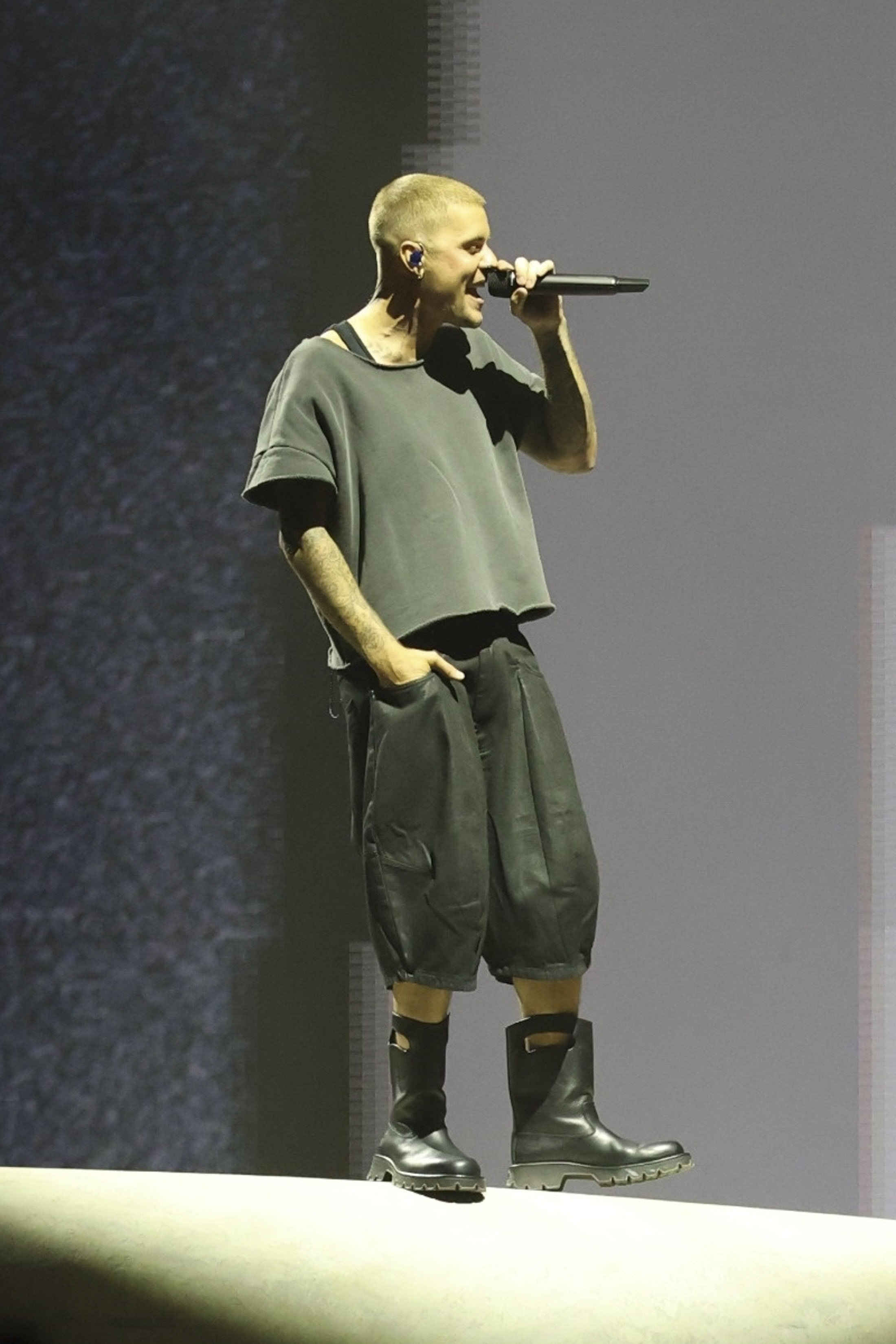 Justin Bieber performing at Coachella Music Festival.
