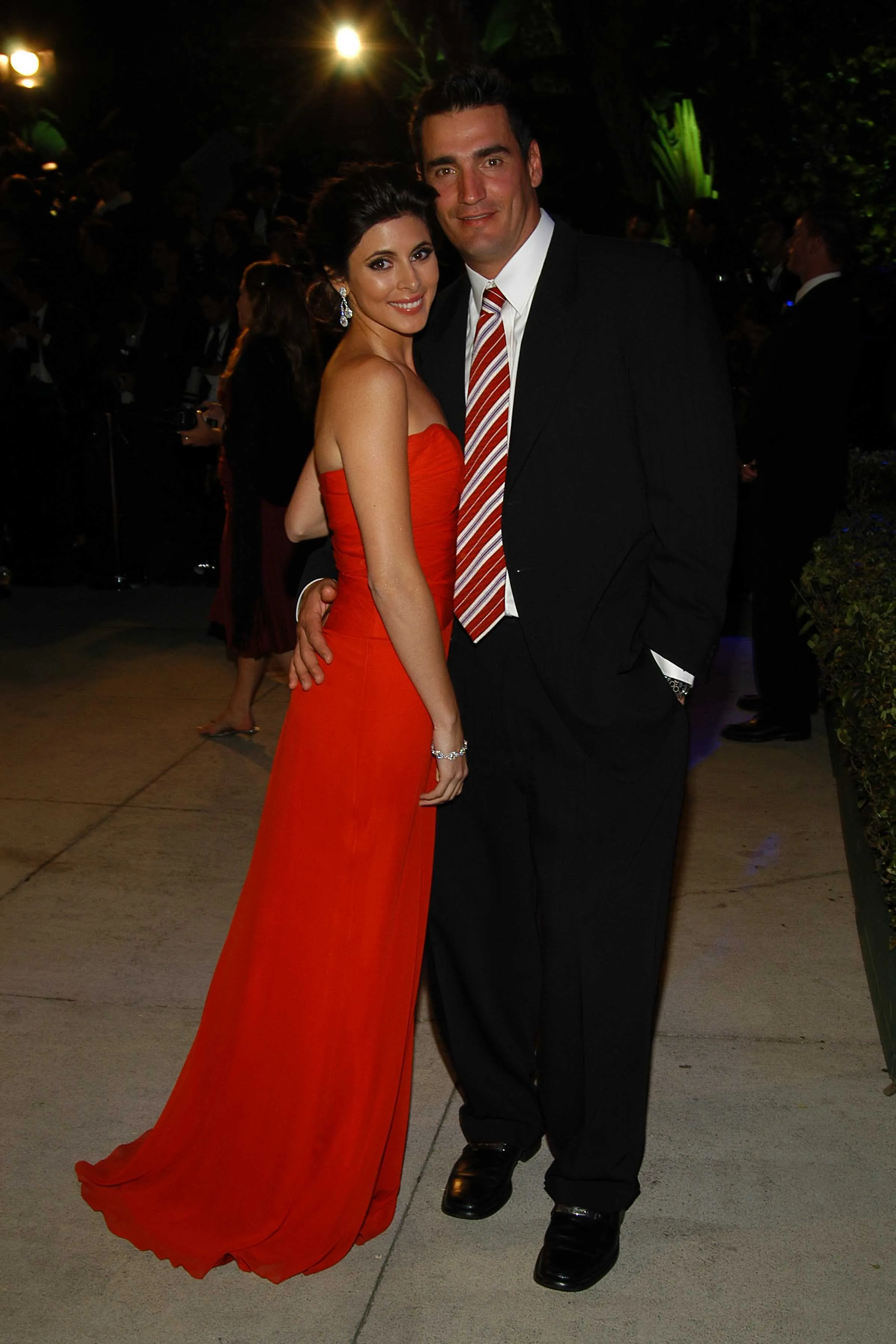 Jamie-Lynn DiScala and AJ DiScala attending a party.