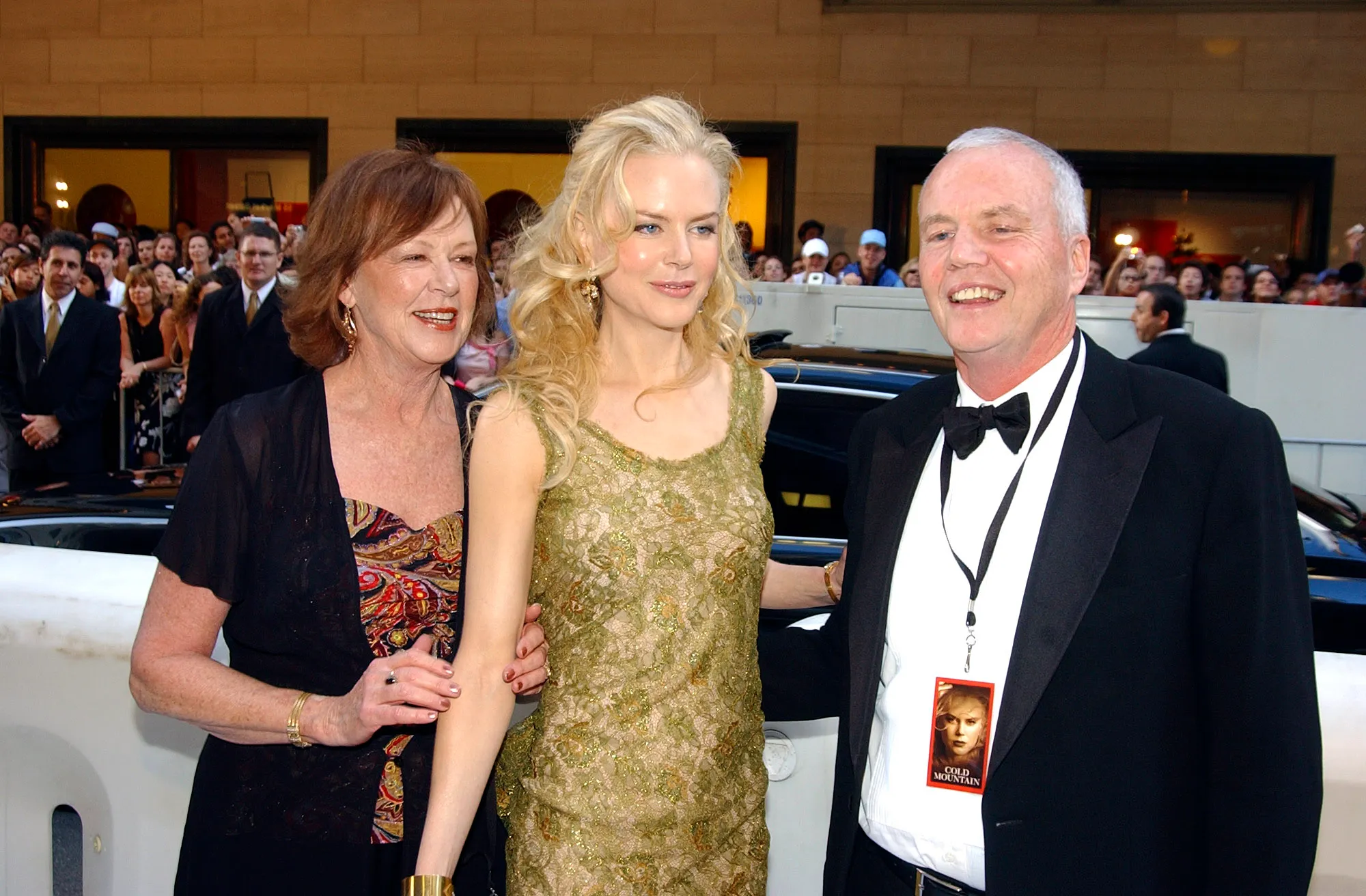 Janelle Kidman, actress Nicole Kidman, and her father Antony Kidman at the Australian premiere of 'Cold Mountain'.