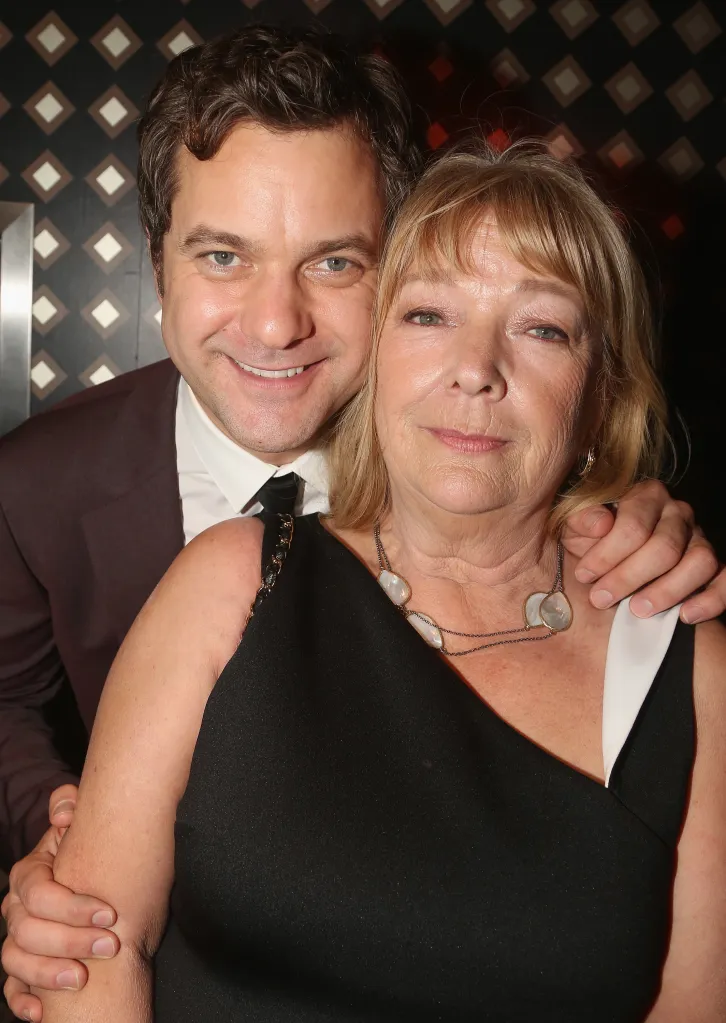 Joshua Jackson and mother Fiona Jackson smiling with arms around each other.