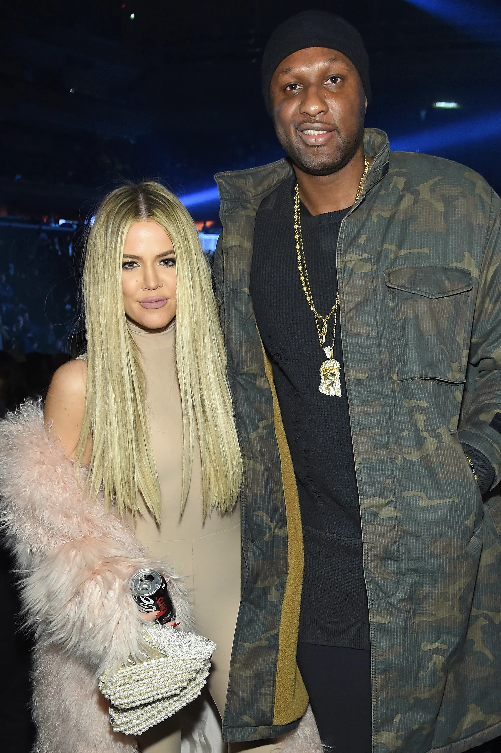 Khloe Kardashian and Lamar Odom at Kanye West Yeezy Season 3.