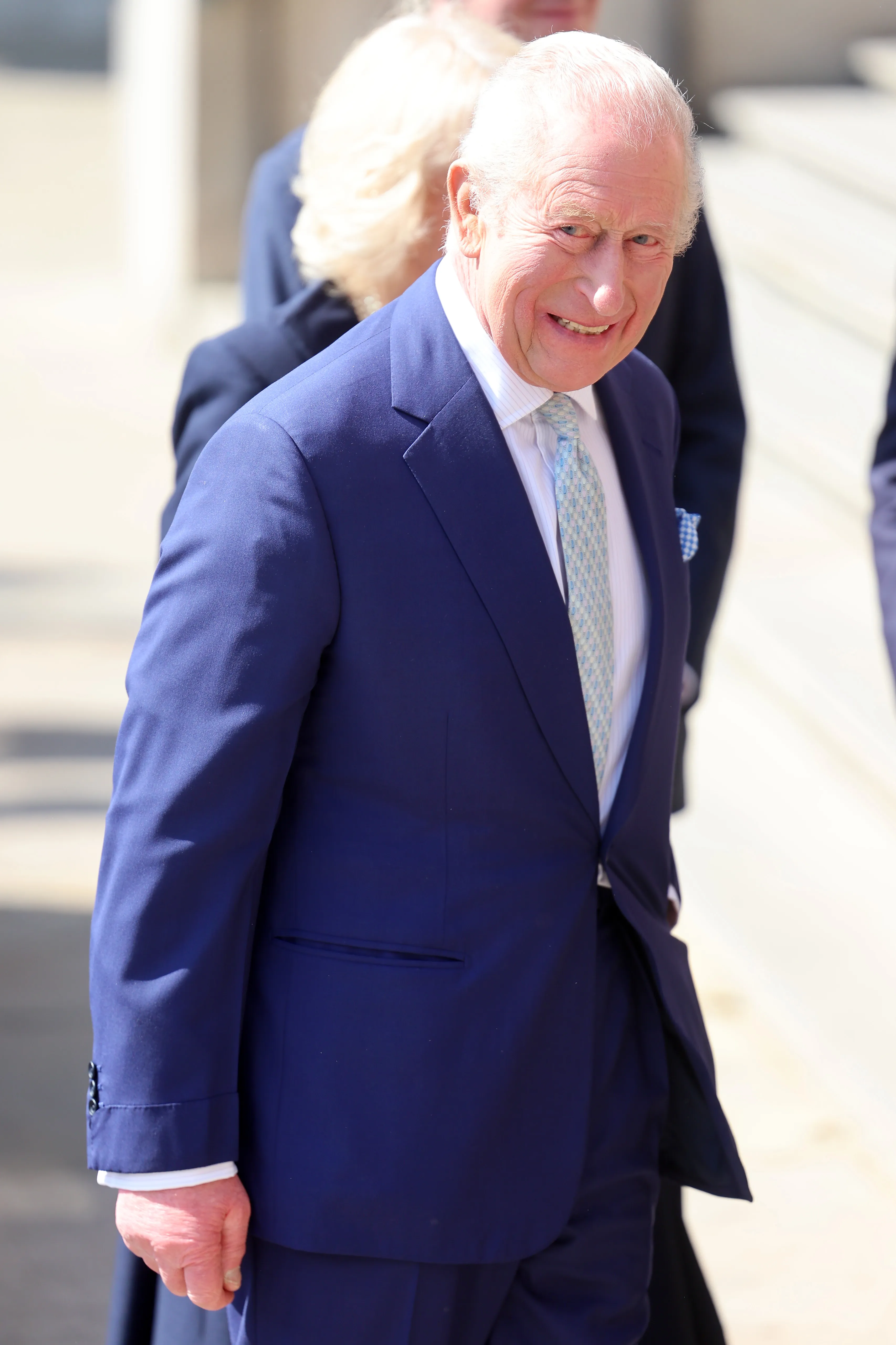 King Charles III smiling at the British Museum.