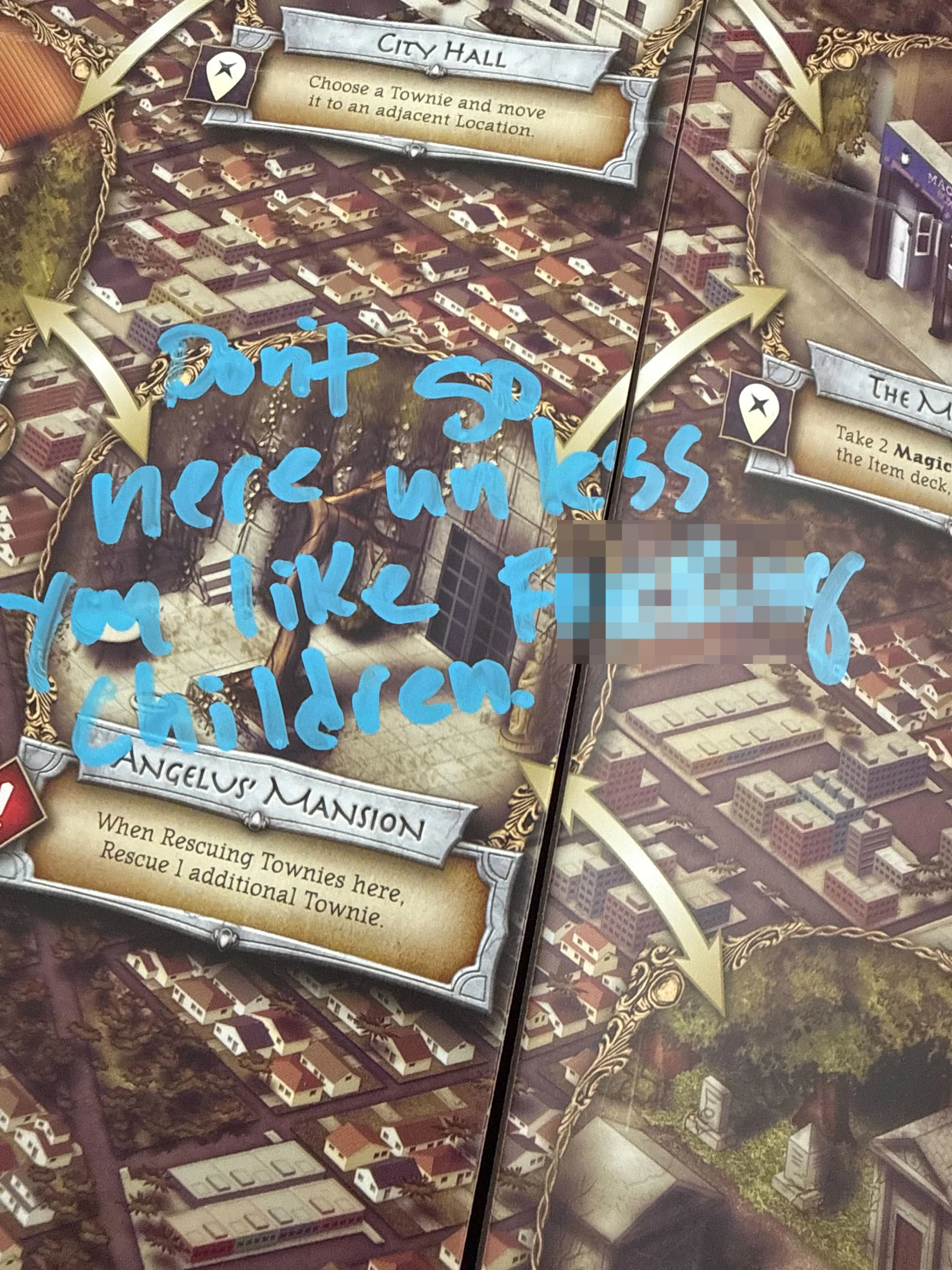 An illustration of a board game, featuring a section labeled 