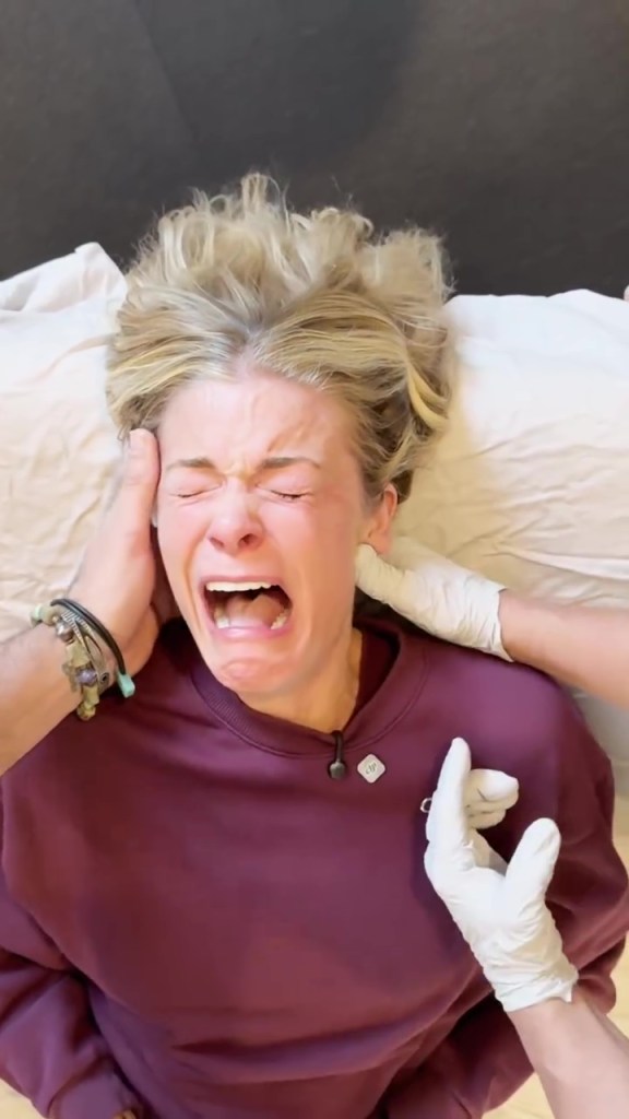 LeAnn Rimes crying while undergoing "deep jaw release therapy."