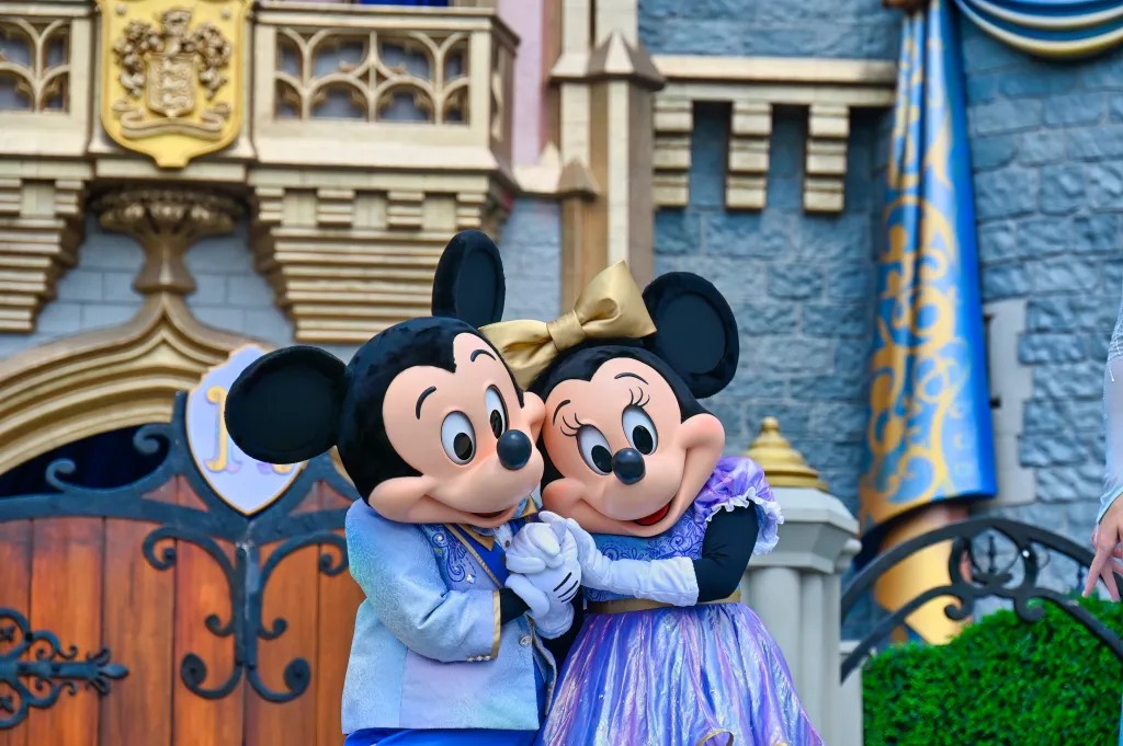 Mickey and Minnie Mouse at Disney. 