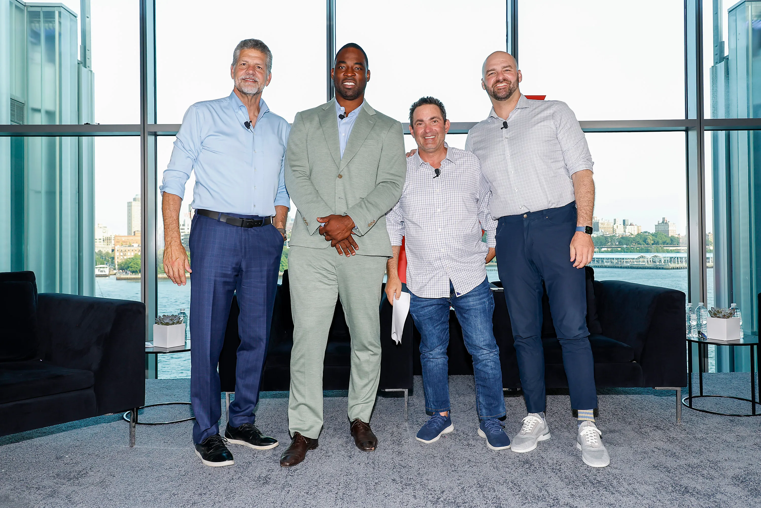 Mike Golic, Justin Tuck, Jon "Stugotz" Weiner and Mike Antoniou in New York City in July 2023