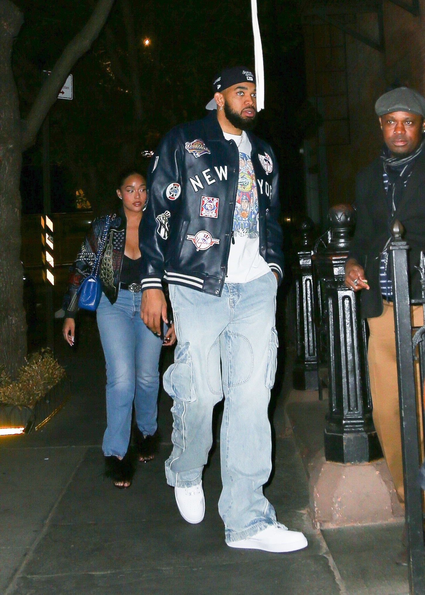 Jordyn Woods and Karl-Anthony Towns arriving at 4 Charles Prime Rib in NYC.