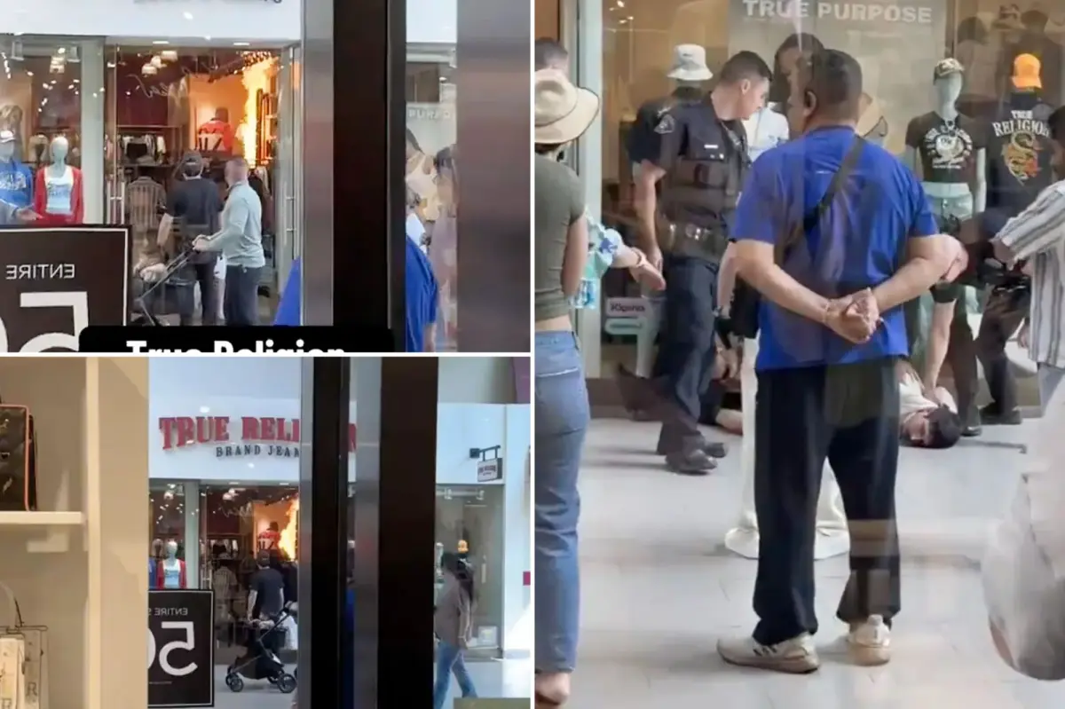 Terrifying video shows suspected arsonist torch True Religion jeans store in huge SoCal shopping mall