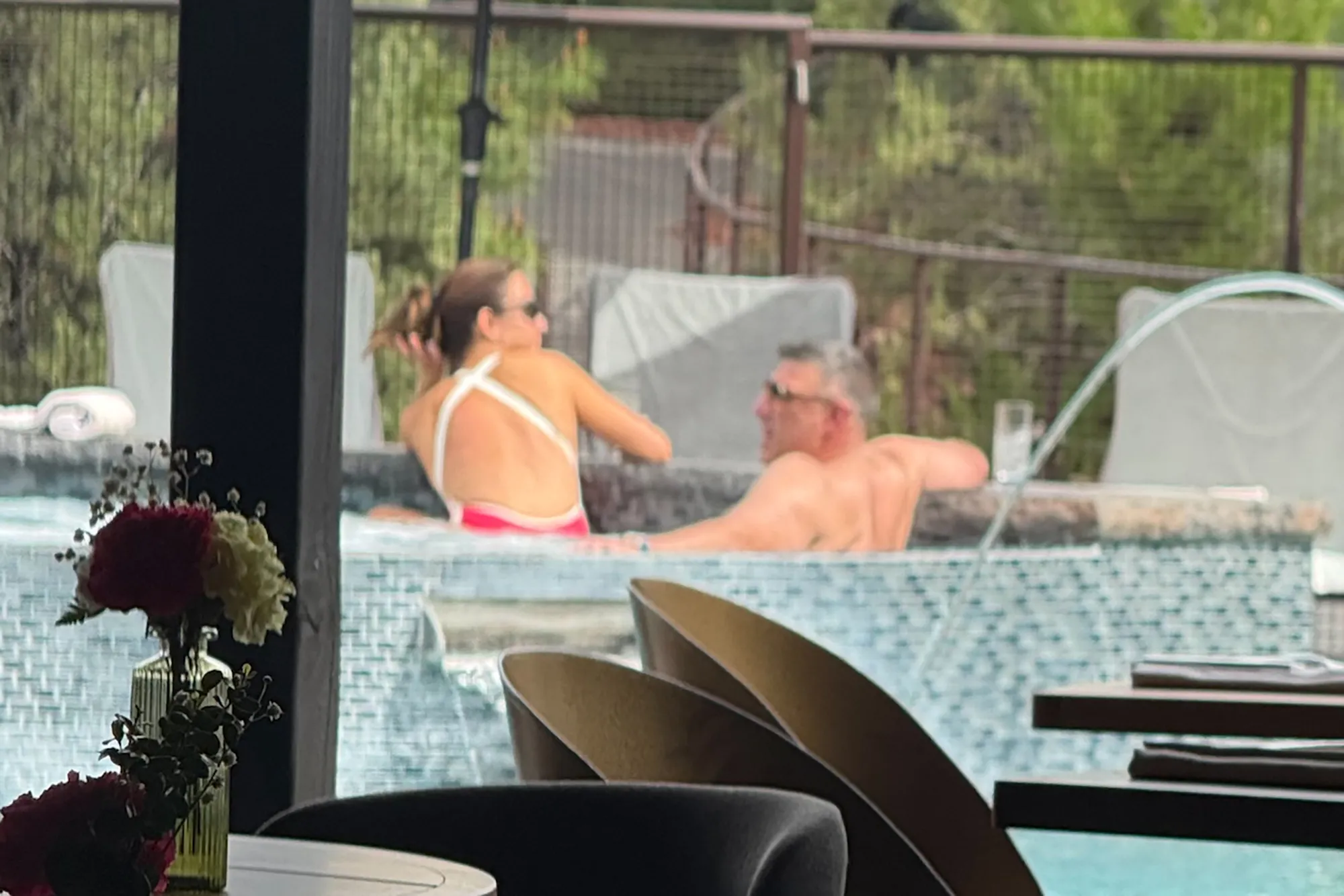Mike Vrabel and Dianna Russini in a hot tub at Ambiente Sedona hotel.