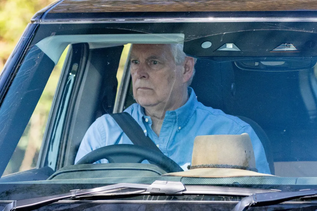 Andrew Mountbatten Windsor driving into Marsh Farm on Sandringham Estate.