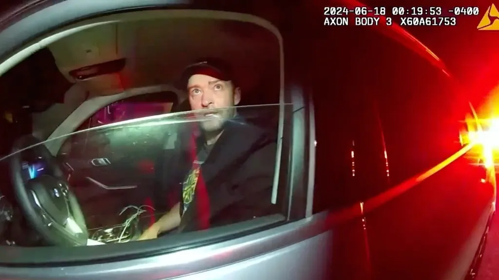 Justin Timberlake during his arrest by police.
