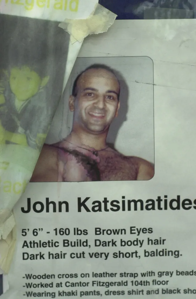 Posters of world trade center missing John Katsimatides.