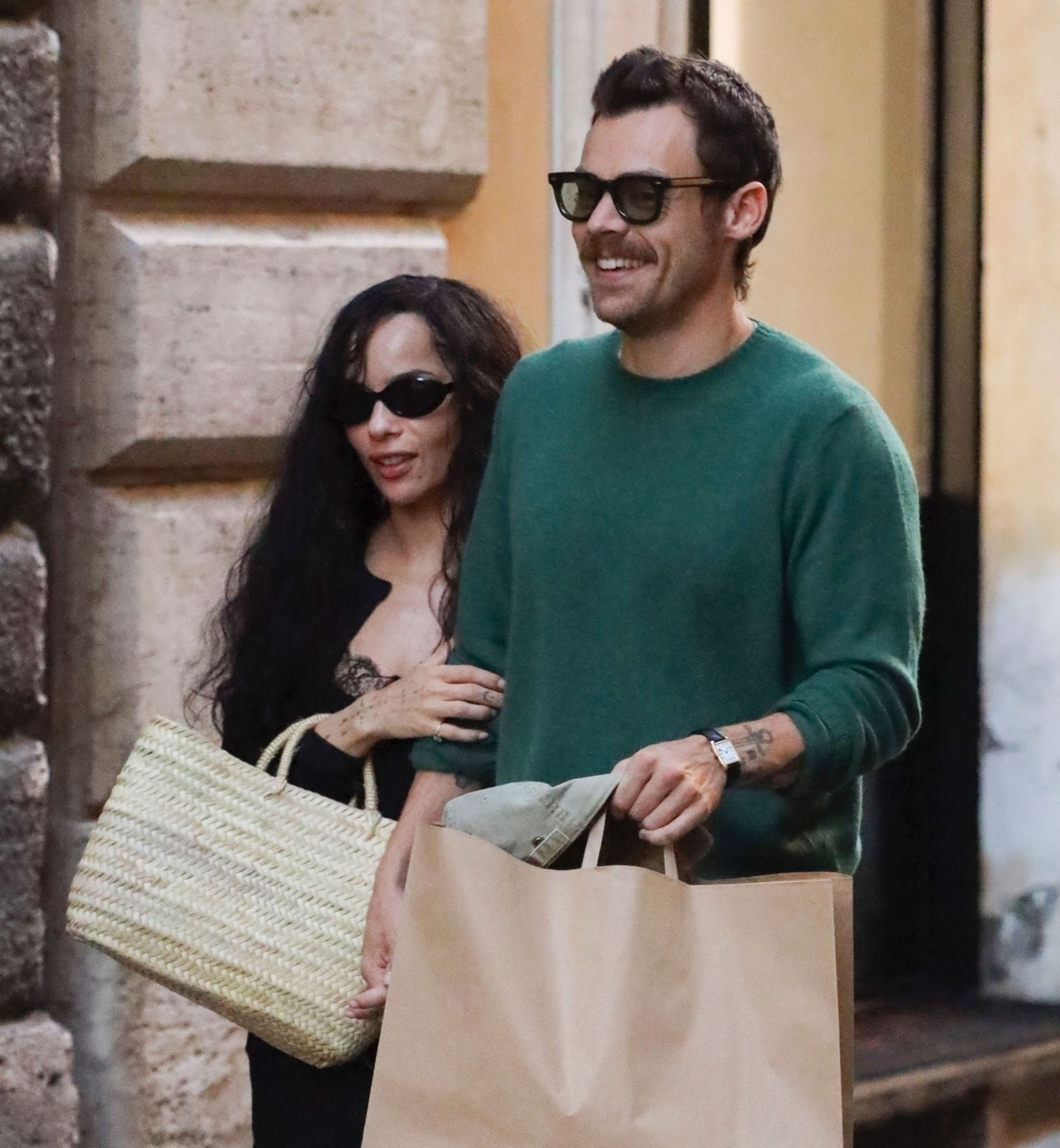 Harry Styles and Zoe Kravitz on an evening stroll in Rome.