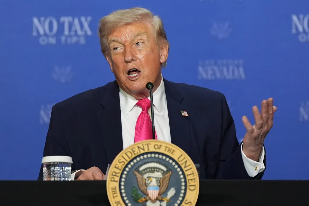 Donald Trump speaking at a roundtable event about no tax on tips.