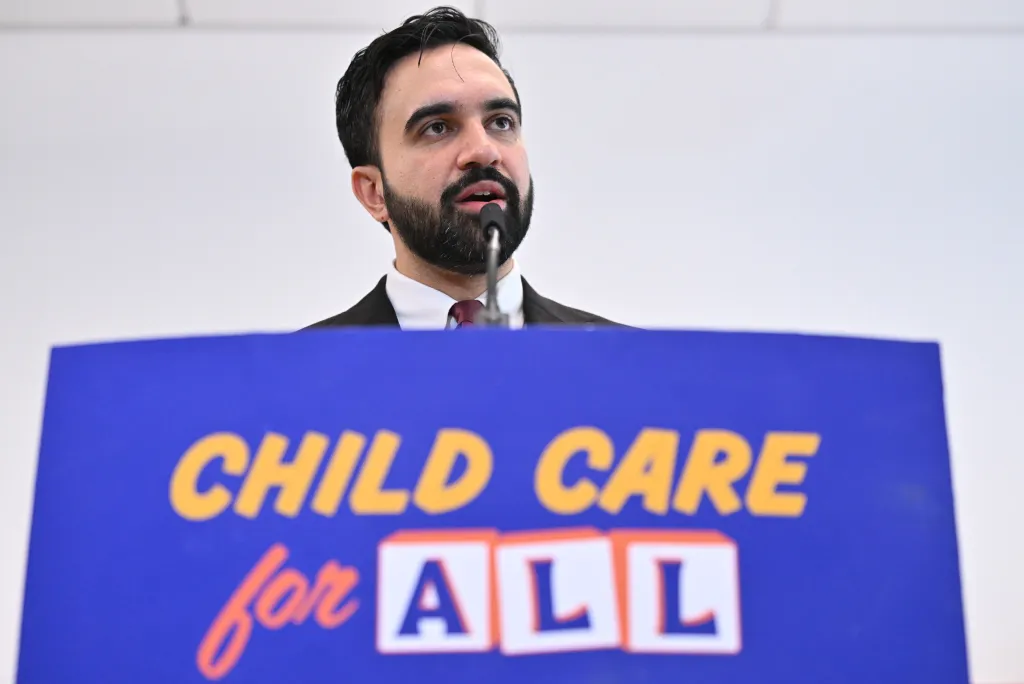 NYC Mayor Mamdani giving remarks at an early childhood event.