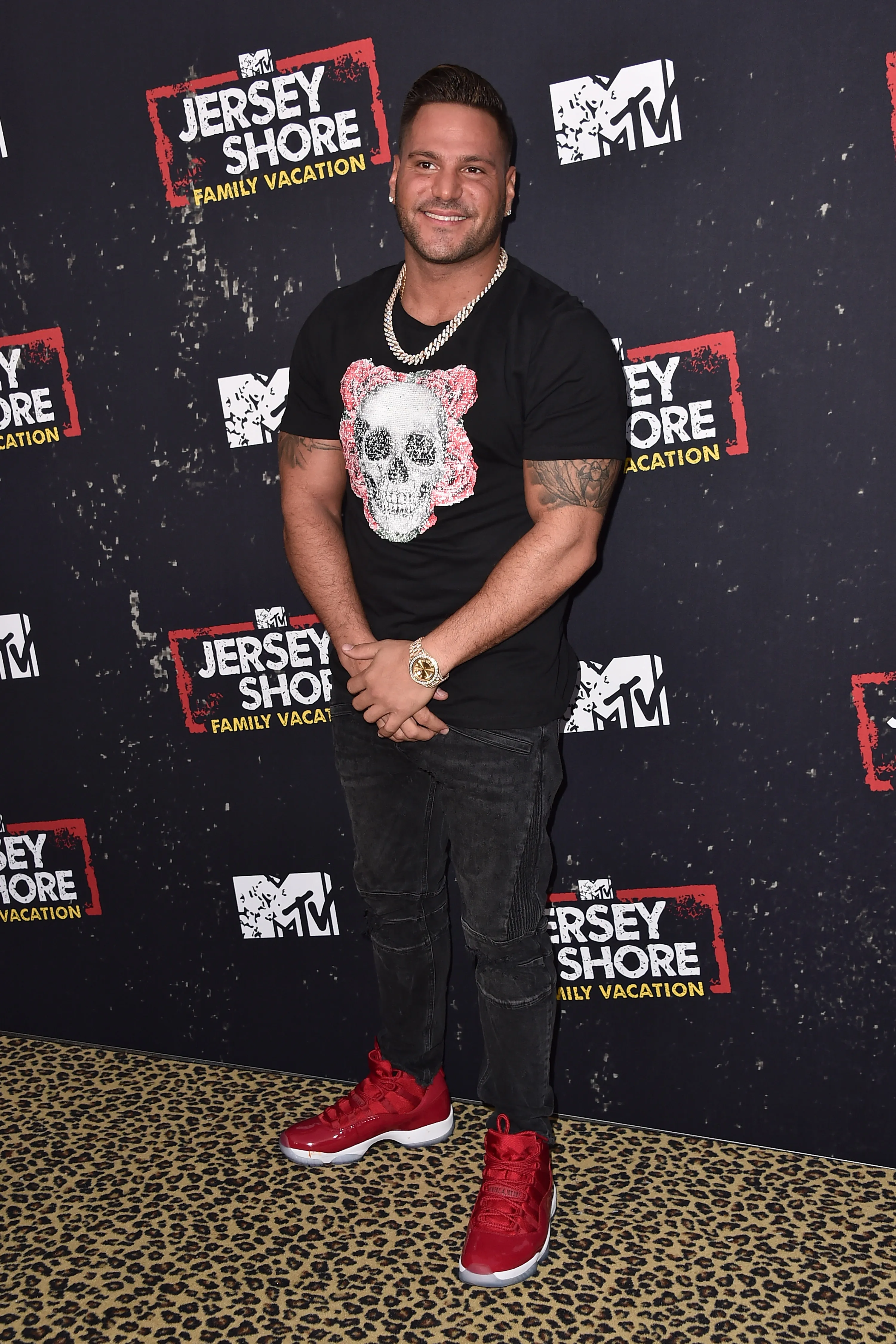Ronnie Ortiz-Magro poses at the premiere of "Jersey Shore: Family Vacation."