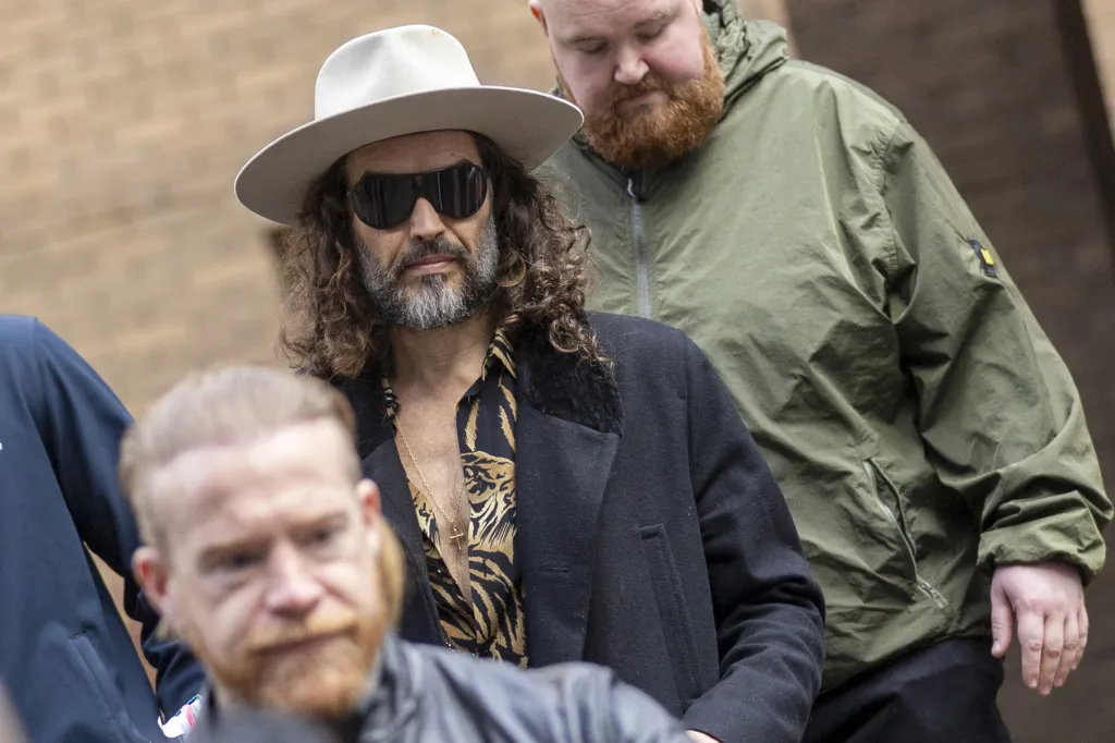 Russell Brand leaving the Southwark Crown Court.