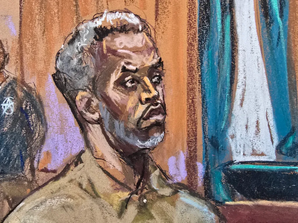 Illustration of Sean "Diddy" Combs at his arraignment.