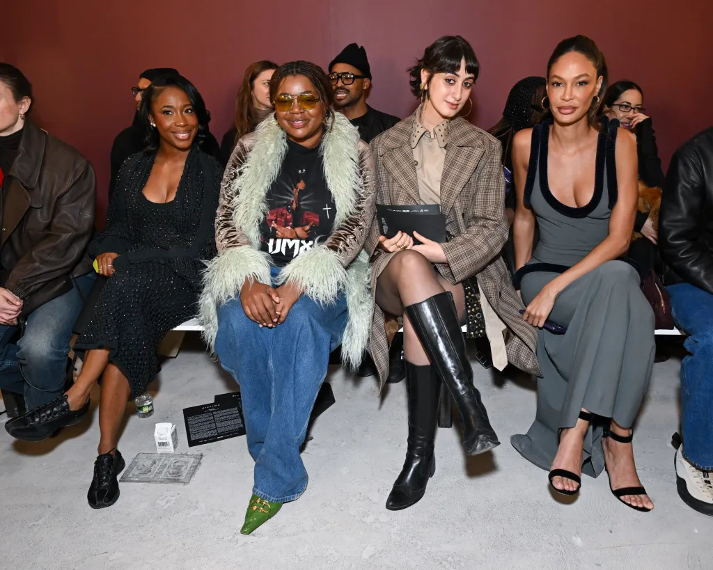 Shelly-Ann Fraser-Pryce, Gabriella Karefa-Johnson, Rama Duwaji, and Joan Smalls at the Diotima fashion show.