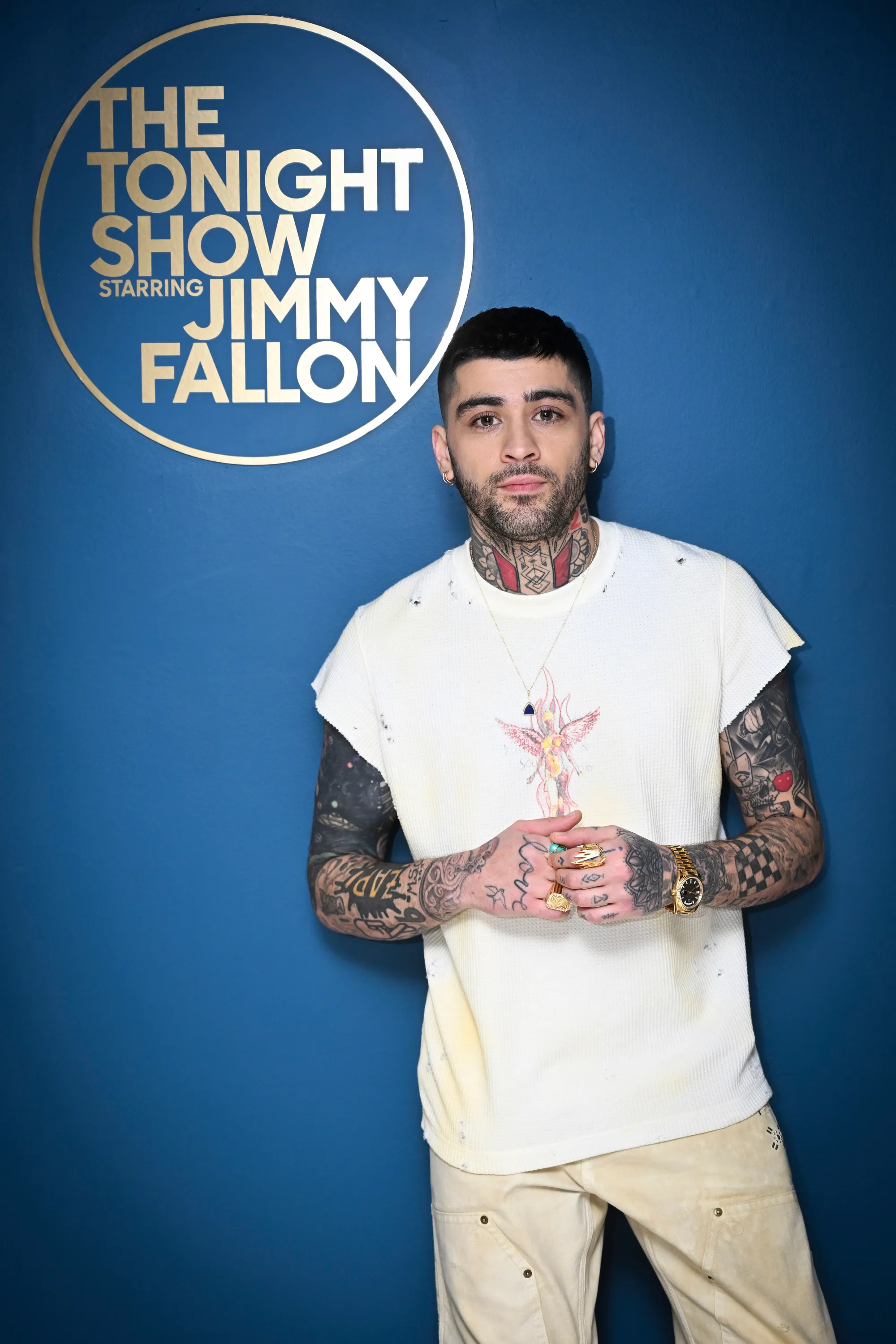 Singer-songwriter Zayn poses backstage at The Tonight Show Starring Jimmy Fallon.