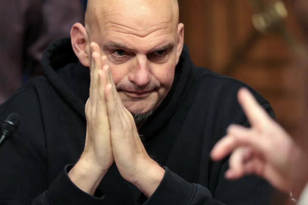 Senator John Fetterman at a U.S. Senate Homeland Security and Governmental Affairs Committee meeting.