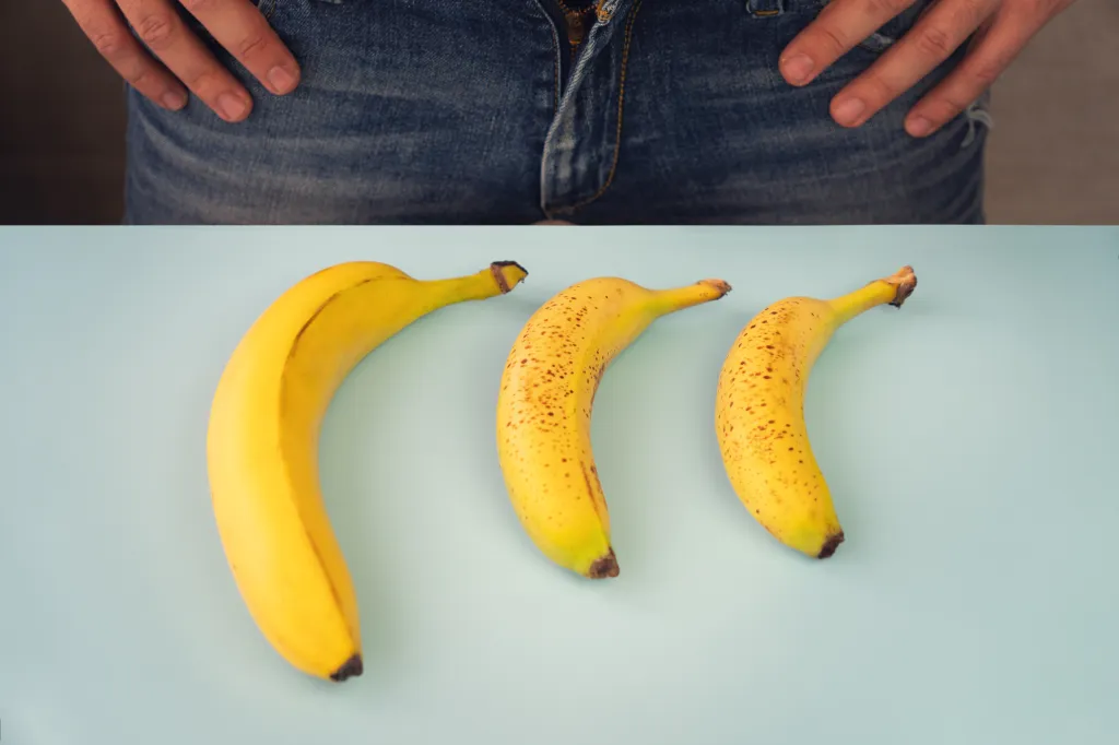 Bananas ranging in size. 