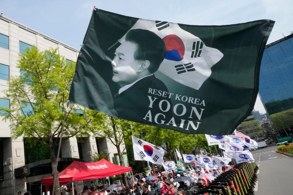 Supporters of former South Korean President Yoon Suk Yeol stage a rally outside of the Seoul High Court in Seoul, South Korea, Wednesday, April 29, 2026. 