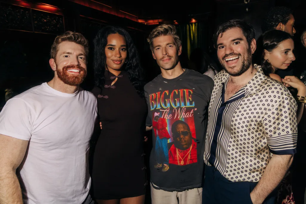 Kyle Cook with three other individuals at the Page Six x Nine West event.