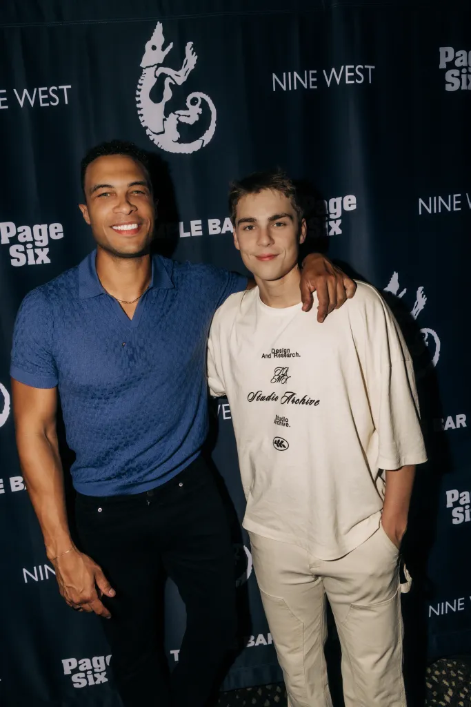 Dale Moss and a man at the Page Six x Nine West event.