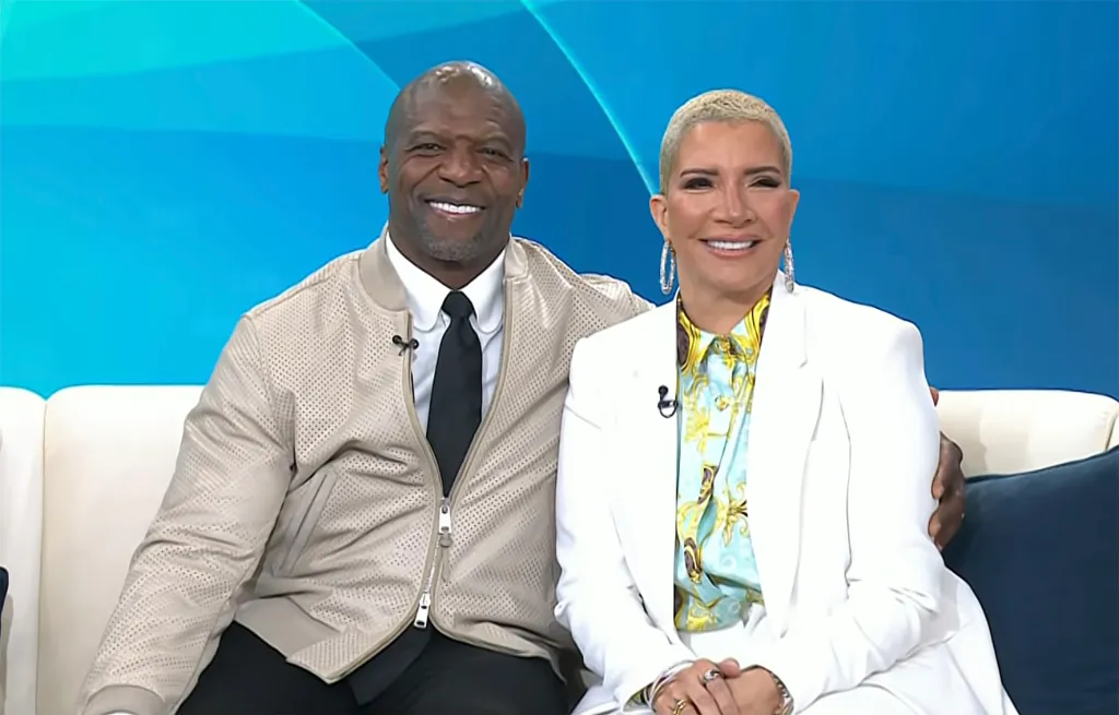 Terry Crews and his wife Rebecca smiling during an interview on TODAY.
