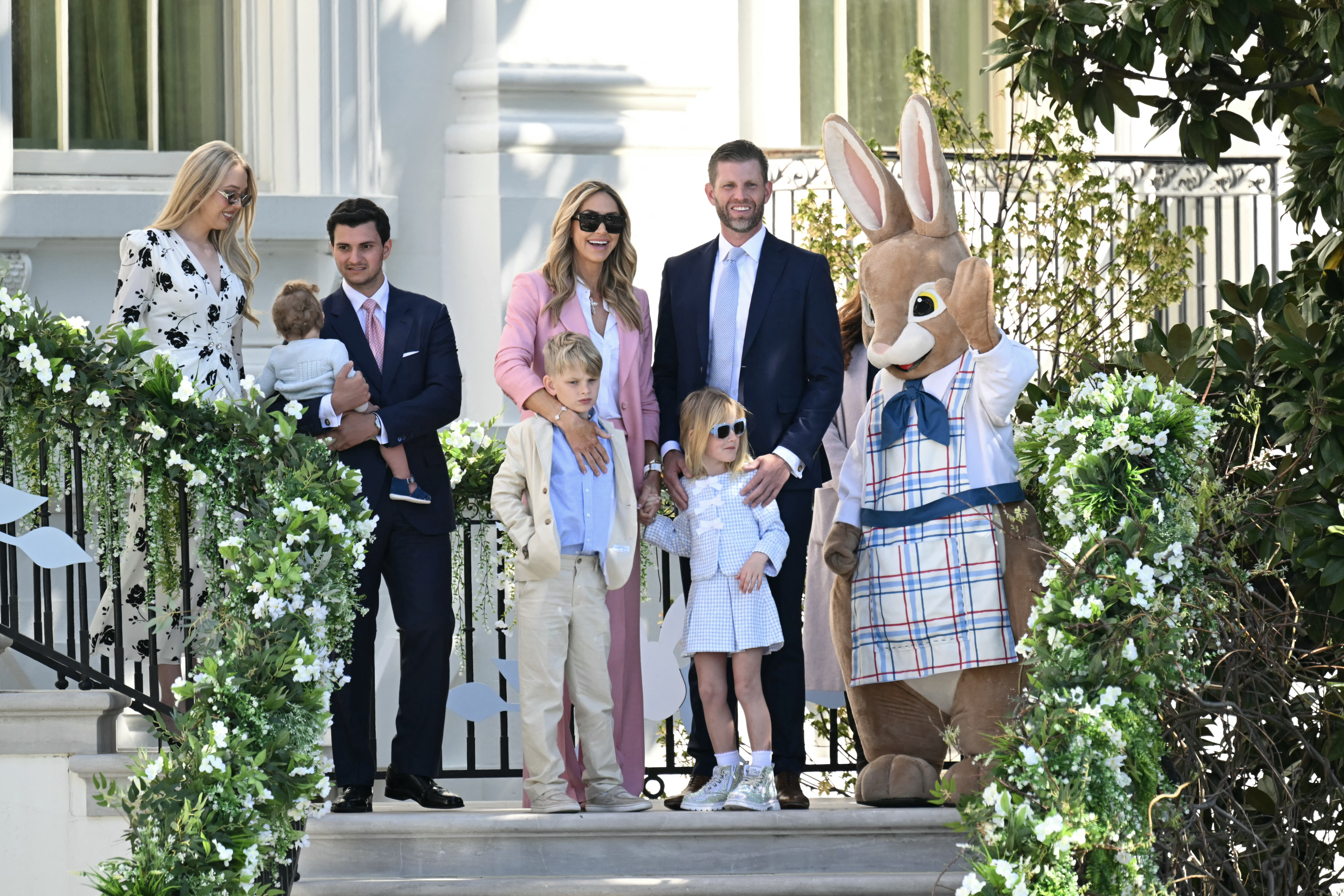 Tiffany Trump, her husband Michael Boulos, Lara Trump, Eric Trump, and their children attend the annual Easter Egg Roll on the South Lawn of the White House.